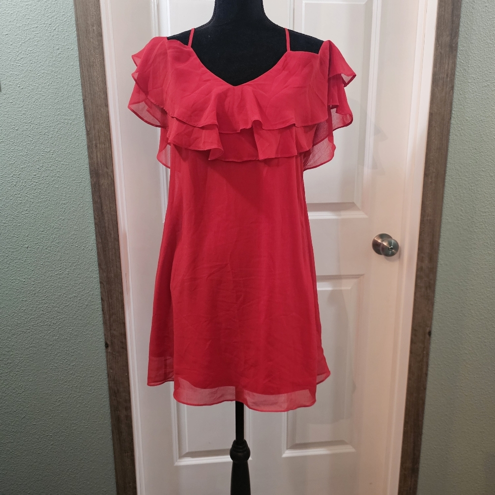 Chic Red Ruffle Dress